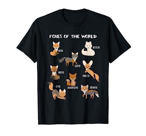 Foxes Of The World Funny Fox Animals Educational T Shirt