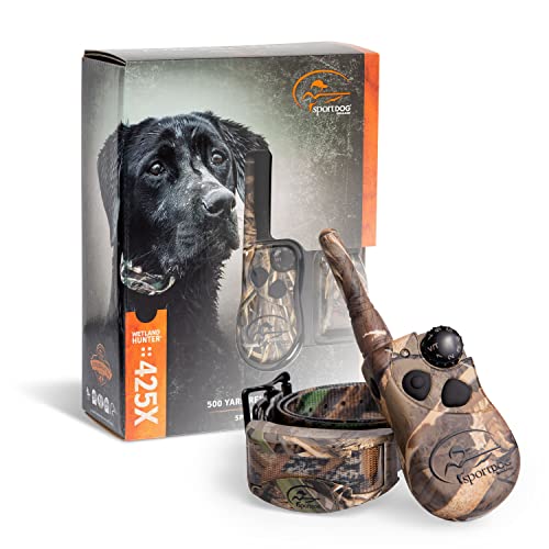 SportDOG Brand WetlandHunter 425X Camouflage Shock Collar For Dogs - 500 Yard Range - Rechargeable Remote Trainer with Shock, Vibrate, and Tone - SD-425XCAMO