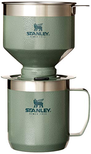 Stanley Perfect Brew Pour Over Set with Camp Mug- Reusable Filter - BPA-Free - Easy-clean Stainless Steel Coffee Maker - Hammertone Green