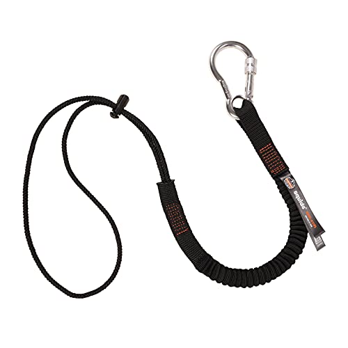 Ergodyne Squids 3105 Tool Lanyard with Aluminum Screw Lock Carabiner, Tool Weight Capacity 15lbs , Black