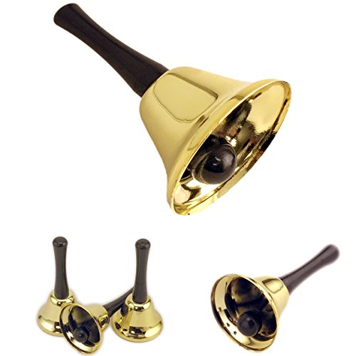 Adorox Gold Steel Hand Bell for Wedding Events Decoration, Call Bell, Alarm, Jingles (1 Pc. Gold Bell)