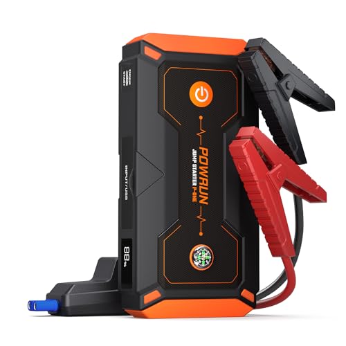 Powrun P-ONE Jump Starter, 2000A Portable Jump Box - Car Jump Starter Battery Pack for up to 8.0L Gas and 6.5L Diesel Engines, 12V Battery Jump Starter with Carry Case (Orange)