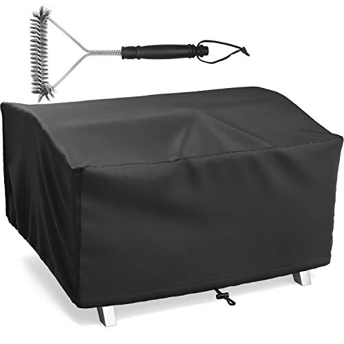 NUPICK 24 Inch Table Top Grill Cover for Cuisinart CGG-306, Royal Gourmet 24' Griddle, Ninja OG751, Nexgrill 820-0033, Pit Boss 75275 & PB336GS and Most 2-Burner Portable Grills, Come with Grill Brush