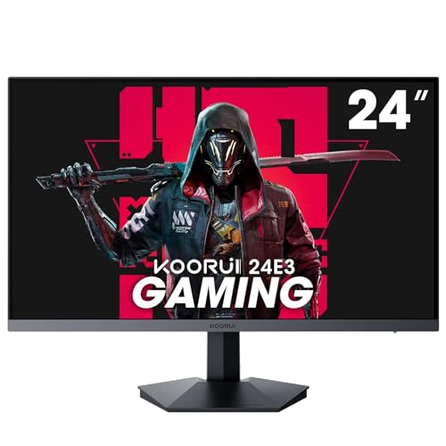 KOORUI 24 Inch Gaming Monitor, 165Hz IPS 1080p 1ms Adaptive Sync, Frameless, HDMI, DisplayPort, Tilt Adjustable, Eye Care, VESA Wall Mount， Black