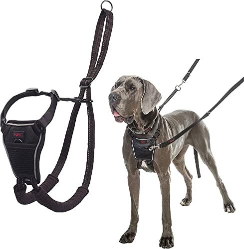 HALTI No Pull Harness - to Stop Your Dog Pulling on The Leash. Adjustable, Lightweight and Easy to Use. Reflective Dog Training Harness for Large Dogs (Size L),Black