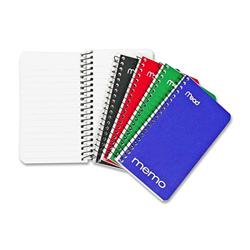 Mead Memo Pads, 8 Pack, Lined College Ruled Paper, Pocket Notebook, Small Spiral Notebooks for Home Office Accessories, School Mini Note Pads, 60 Sheets, 5' x 3', Blue, Black, Red, Green (73605)