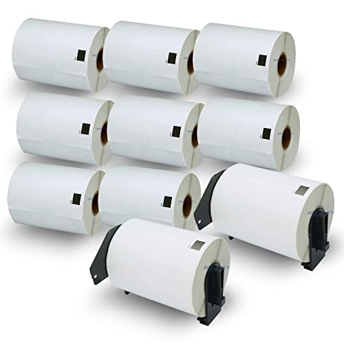 BETCKEY - Compatible Shipping Labels Replacement for Brother DK-1247 (4.07' x 6.4'), Use with Brother QL Label Printers [10 Rolls + 2 Reusable Cartridges]