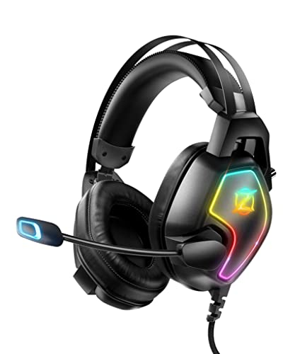 Gaming Headset for Xbox One Series X/S PS4 PS5 PC Switch, Noise Canceling Headphones with Microphone, 3.5mm Audio Jack, Auto-Adjust Headband