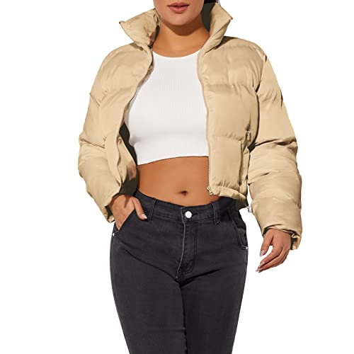 Hujoin Puffer Jacket Girls Lightweight Jacket Crop Short Fashion Jackets for Women Warm Winter Coat Workwear