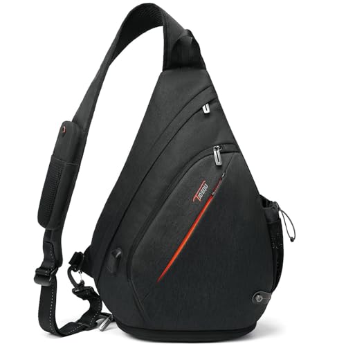 TUDEQU Sling Bag for Men Crossbody Backpack,8 Pockets Sling Backpack Mens Sling Bag,19L Sling Pack,One Strap Backpack for Men