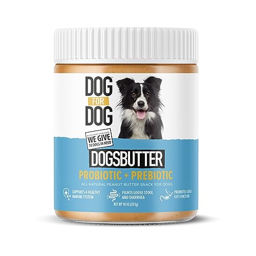 DOG for DOG Peanut Butter with Prebiotic & Probiotics | Dog Friendly Peanut Butter for Dogs Treats Improves Immune System & Gut Health | Dog Probiotic Calming Treats for Itchy Skin - Made in USA, 10oz