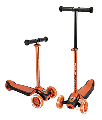YBIKE GLX Boost Scooter with Adjustable Steering and Handlebar Height for Kids Ages 2-13, Orange