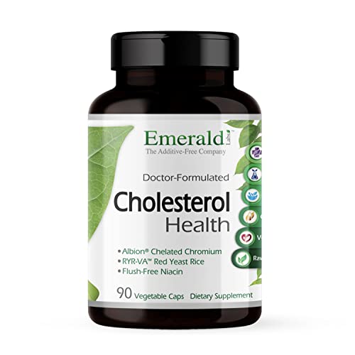 EMERALD LABS Cholesterol Health - Featuring CoQ10, Flush-Free Niacin, RYR-VA, and Garlic for Heart and Circulatory Support - 90 Vegetable Capsules
