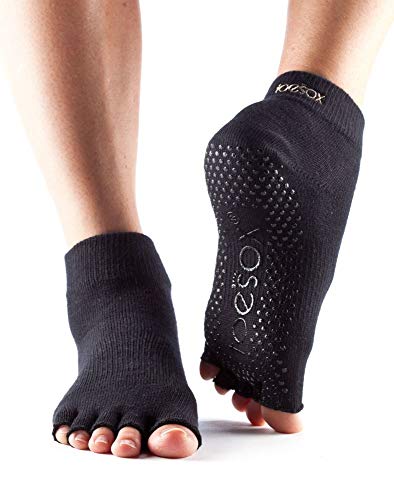 toesox Non Slip Ankle Half Toe Grip Socks - Pilates Socks with Grips for Women, Yoga Socks, Barre Socks, Dance Socks
