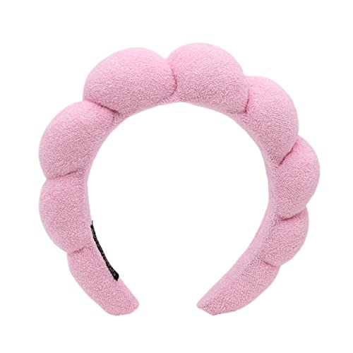 Spa Headband for Women, Cute Terry Towel Towel Head Band for Skincare, Sponge Spa Headband for Washing Face, Makeup Removal,Skincare Puffy Spa Shower Headband (Pink)