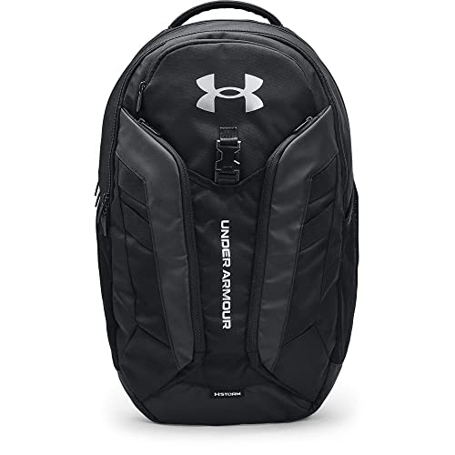 Under Armour Unisex Hustle Pro Backpack, Black (001)/Metallic Silver, One Size Fits All