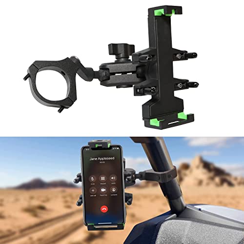 BIZOCO UTV 360°Adjustable Phone Mount, Mobile Phone Holder with high-Density Metal Security Lock Device, Suitable for 1.75'-2' Roll Bar UTV, Polaris RZR 900 1000 XP/Can-am SXS Accessories