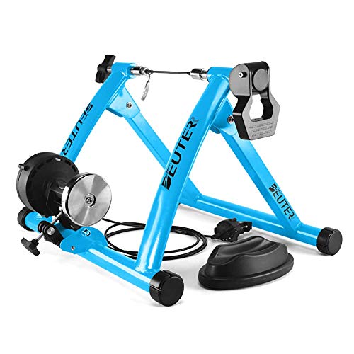 Bike Trainer, Magnetic Bicycle Stationary Stand for Indoor Exercise Riding, 26-29' & 700C Wheels, Quick Release Skewer & Front Wheel Riser Block Included