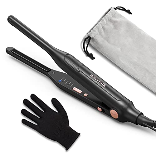Wavytalk 3/10' Small Flat Iron, Pencil Flat Iron for Short Hair, Pixie Cut and Bangs, Mini Hair Straightener for Edges with Anti-Pinch Design, Tiny Hair Straightener with Floating Plates