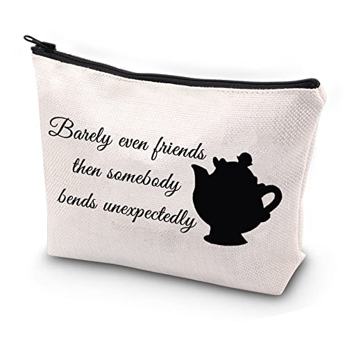 JYTAPP Beauty Fairytale Gifts Mrs Potts Quote Makeup Bag Belle Princess Birthday Idea Cosmetic Bag Barely Even Friends Then Somebody Bends Unexpectedly Teapot Gift Idea for Fans