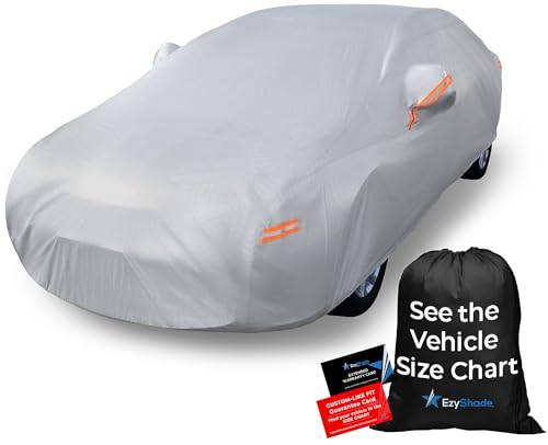 EzyShade 10-Layer Car Cover Waterproof All Weather - See Vehicle Size-Chart - Car Covers for Automobiles & Car Snow Cover - Full Exterior Covers - Winter Rain Sun SUV Sedan. Size A4 (See Size Chart)
