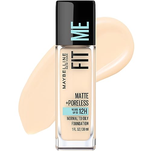 Maybelline Fit Me Matte + Poreless Liquid Oil-Free Foundation Makeup, Porcelain, 1 Count (Packaging May Vary)