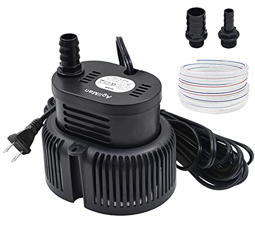 Pool Cover Pump Above Ground - Submersible Sump Pump, Swimming Water Removal Pumps, with Drainage Hose & 25 Feet Extra Long Power Cord, 850 GPH inGround, 3 Adapters Black