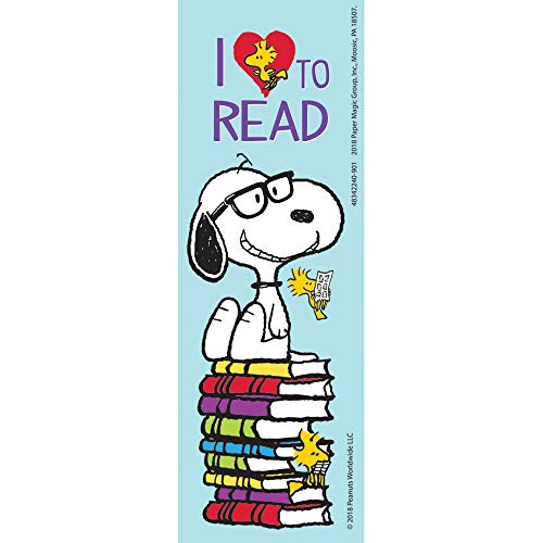 Eureka Peanuts ''I Love to Read'' Snoopy Bookmarks for Kids, 36 Ct, 2'' x 6''