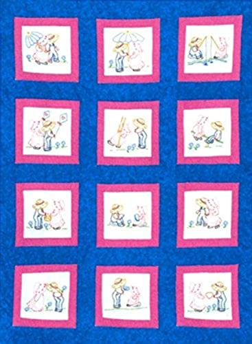 Jack Dempsey Needle Art 737539 Sue and Sam Theme 12-Quilt Block, 9-Inch by 9-Inch, White