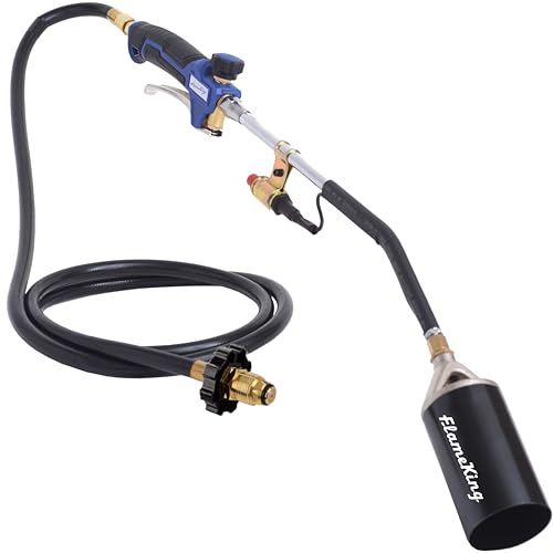 Flame King Propane Torch Kit Heavy Duty Weed Burner, 340,000 BTU with Piezo Igniter (Self Igniting), with 6 ft Hose Regulator Assembly