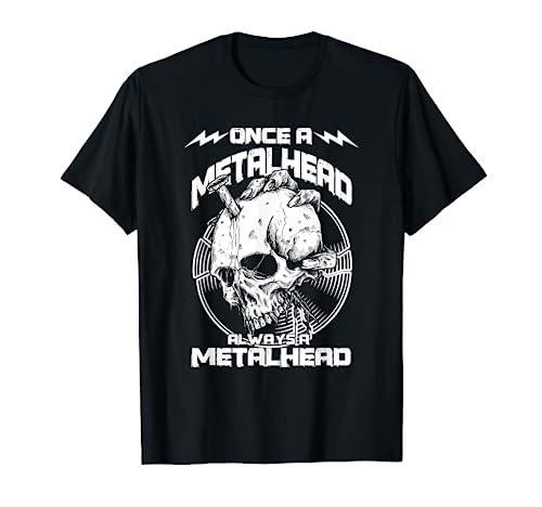 Vinyl Skull Skeleton Once A Metalhead Always A Metal Head T-Shirt
