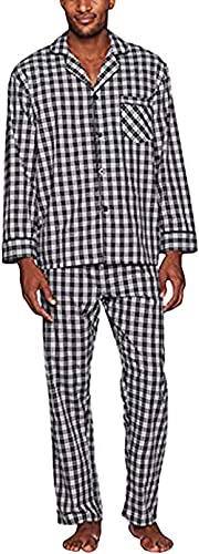 Hanes Men's Woven Plain-Weave Pajama Set, Grey, Medium
