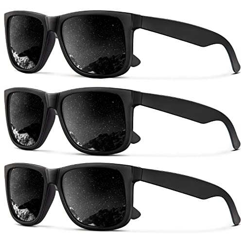 KALIYADI Sunglasses Men Polarized Sun glasses for Mens Womens Classic Matte Black Frame UV Protection 3pack(Grey/Grey/Grey)