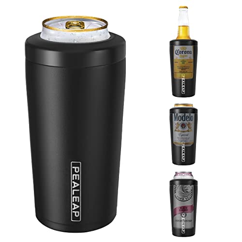 4 in 1 Insulated Slim Can Cooler for 12 OZ Cans and Beer Bottle - Keep 8 Hours Cold, Easy to Hold - Stainless Steel Can Holder, Double Walled Can Insulator for Hard Seltzer and More