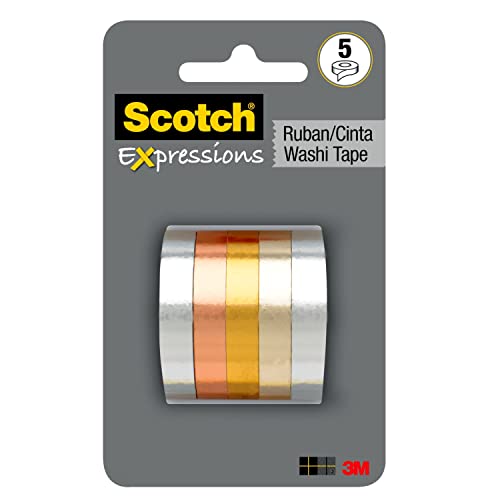 Scotch Expressions Washi Tape Multi Pack, 5 rolls/pk, Thin Foil Collection (C1017-5-P1)