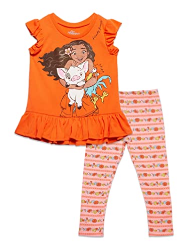 Disney Moana Toddler Girls Graphic T-Shirt and Leggings Outfit Set Coral 3T