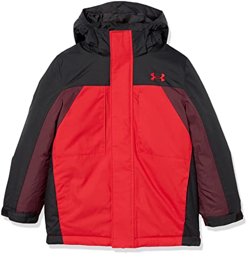 Under Armour Boys' Westward 3-in-1 Jacket, Removable Hood & Liner, Windproof & Water Repellant, RED, 4