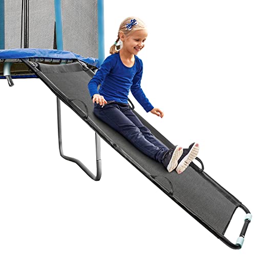 TANOSHII Universal Trampoline Slide with Handles, Safer Than Ladder, Easy to Install, Fit All Kinds of Trampolines, Sturdy 20'x 60' Trampoline Slide for Kids Climb Up & Slide Down Black