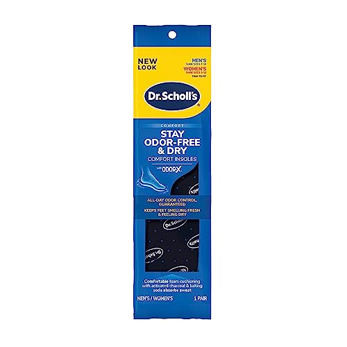 Dr. Scholl's Stay Odor-Free & Dry Comfort Insoles with Odor-X, Unisex Inserts, 1 Pair, Full Length Trim to Fit Men's Shoe Sizes (7-13) and Women's Shoe Sizes (5-10)