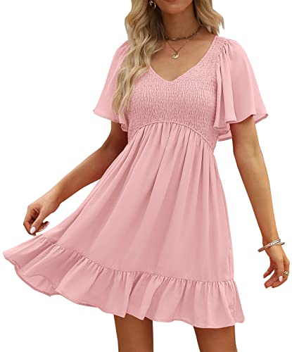 LILLUSORY Easter Dresses for Women Baby Shower Dress Women's Summer Dresses 2024 Mini Casual Dress Light Pink