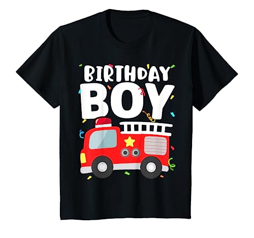 Kids Birthday Boy Fire Truck Party Firefighter Theme Toddler T-Shirt