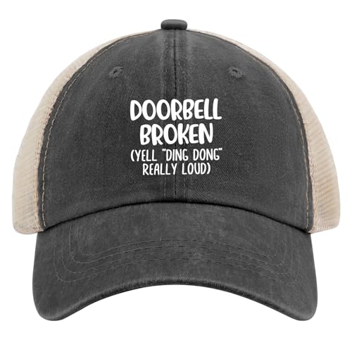 FASWEET Doorbell Broken Yell Ding Dong Really Loud Golf Hat Womens Summer Hat AllBlack Mens Hats Gifts for Him Running Cap