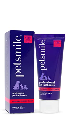 Petsmile Professional Pet Toothpaste | Cat & Dog Dental Care | Controls Plaque, Tartar, & Bad Breath | Only VOHC Accepted Toothpaste | Teeth Cleaning Pet Supplies (Rotisserie Chicken, 2.5 Oz)