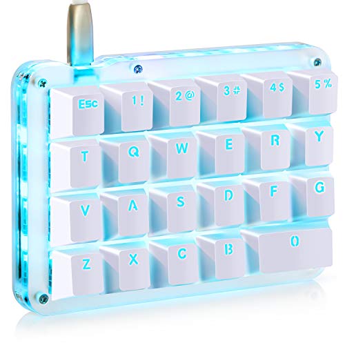 Koolertron One Handed Macro Mechanical Keyboard, Portable Mini One-Handed Mechanical Gaming Keypad 23 Fully Programmable Keys ((Blue Backlit/Blue switches))