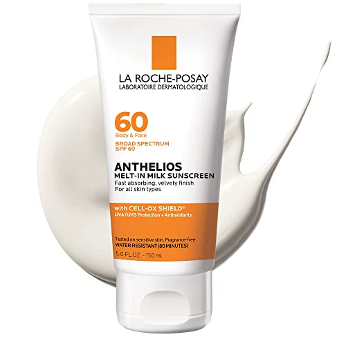 La Roche-Posay Anthelios Melt-In Milk Body & Face Sunscreen SPF 60, Oil Free Sunscreen for Sensitive Skin, Sport Sunscreen Lotion, Sun Protection and Sun Skin Care, Oxybenzone Free