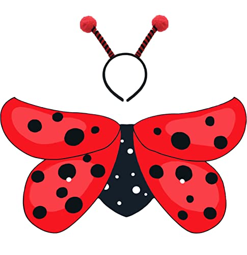 Creatoy Ladybug Costume for Girls 3-9 with Bugs Headband Toddler Lady bug Costume Bug Costume Kids Dress Up for Play Halloween Birthday Party Favors Easter Gifts Insect Bugs Unit Supplies