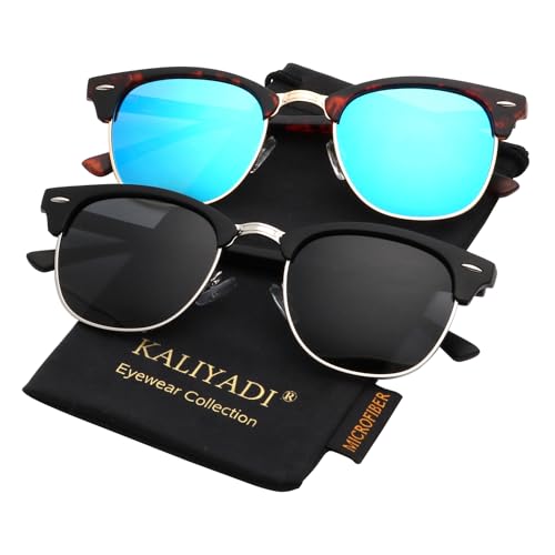 KALIYADI Polarized Sunglasses for Men and Women Semi-Rimless Frame Driving Sun glasses UV Blocking