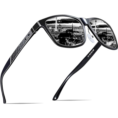 ATTCL Men's Retro Metal Frame Driving Polarized Sunglasses For Men 18587black