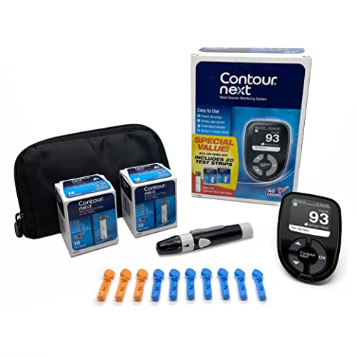Ascensia CONTOUR NEXT Blood Glucose Monitoring System – All-in-One Kit for Diabetes with Glucose Monitor and 20 Test Strips For Blood Sugar & Glucose Testing