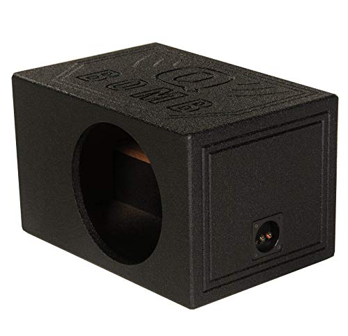 Q Power Q Bomb Series 12 Inch Ported Car Subwoofer Sub Box Enclosure with Single Vented Chamber Design and Black Bed Rhino Liner Spray Finish, Black